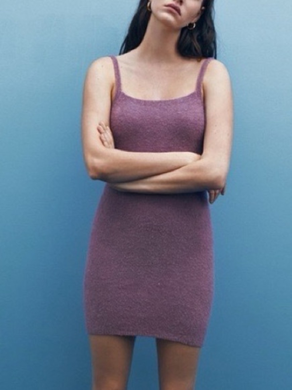 Zara Lilac Purple Sweater Knit Mini Dress Size Small